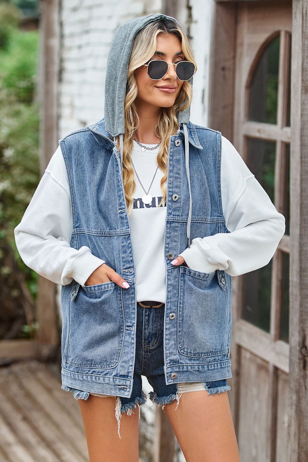 The Desert Drift Hooded Denim Vest