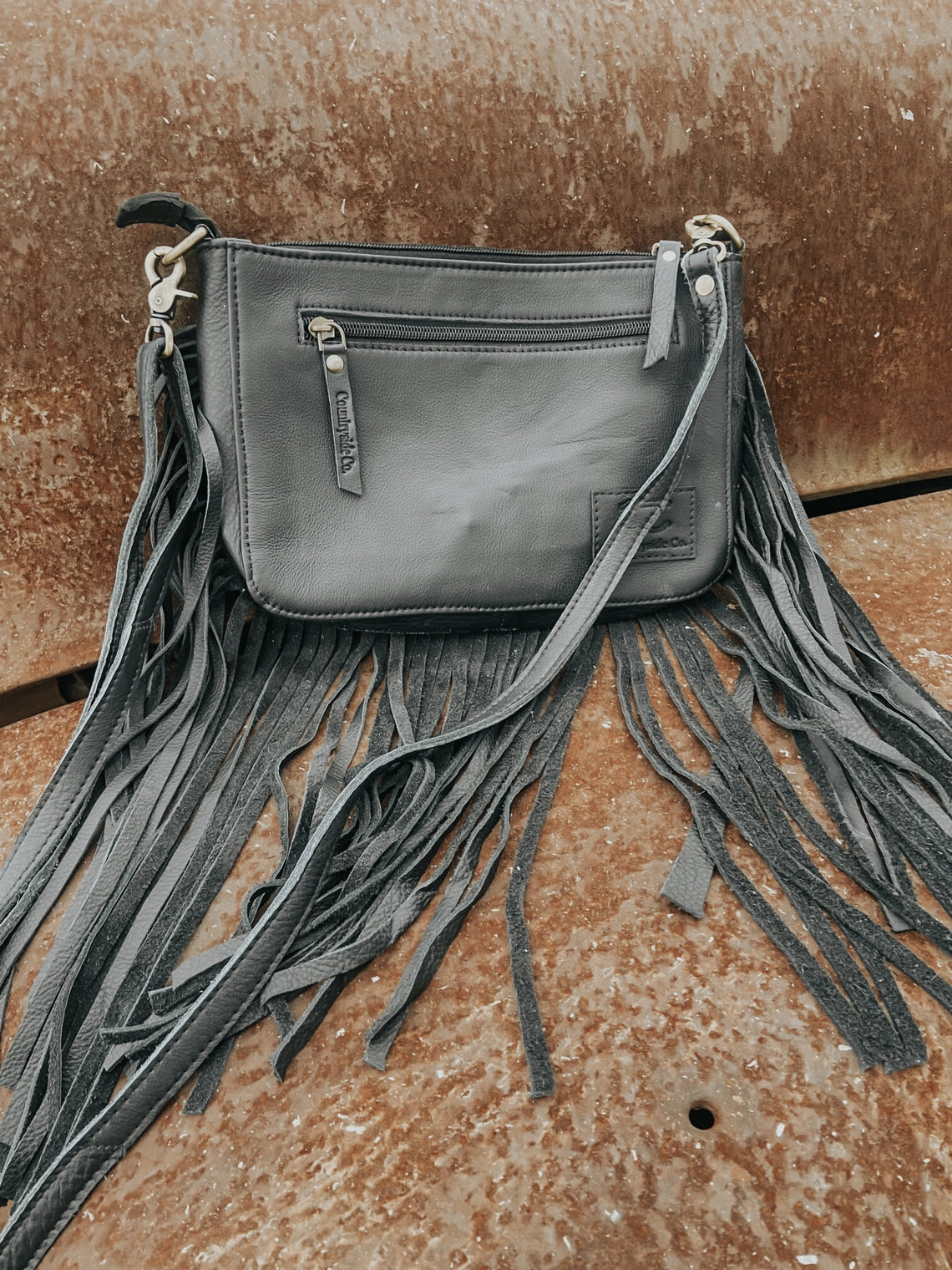 Black Mesa Tooled Fringe Crossbody